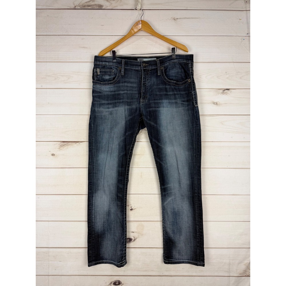 BKE Denim Jeans Mens 36S Jake Straight Leg Dark Wash Stretch Whiskered